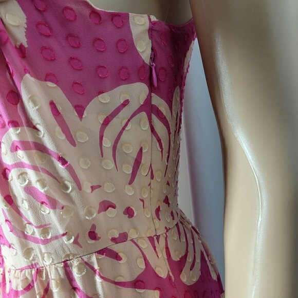 Vineyard Vines Women's Medallion Silk Blend Pink Halter Maxi Dress Size 6 - Picture 6 of 12